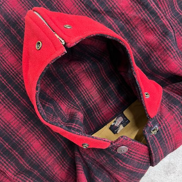 True Vintage 40s 50s Woolrich 501 Mackinaw Hunting Jacket Red Black Plaid Talon - Picture 8 of 16